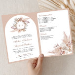 Convite Neutral Beige Floral Boho Pampas QR Code Wedding<br><div class="desc">Amaze your guests with this elegant all in one wedding invite featuring beautiful rustic flowers and pampas with QR Code for online RSVP.</div>