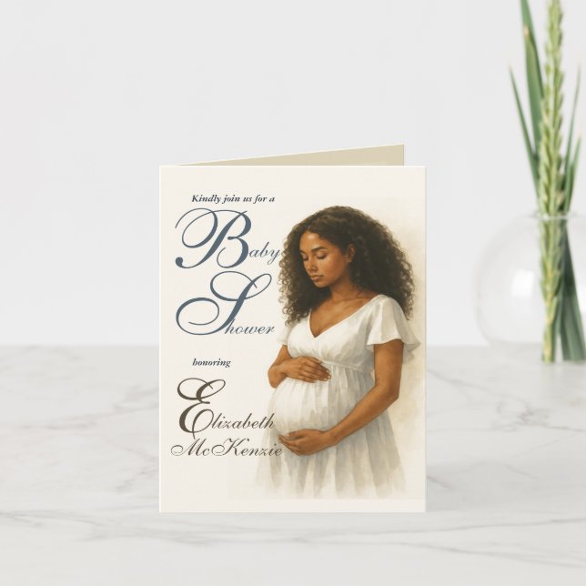 Convite Neutral Minimal Baby Shower Black Mom to be (Frente)