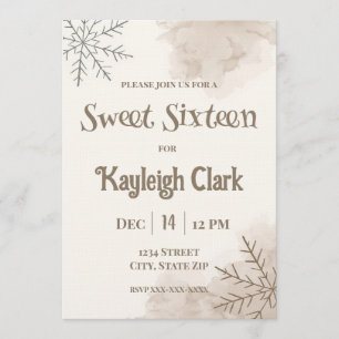 Convite Neutro de Inverno para Sweet Sixteen - Min