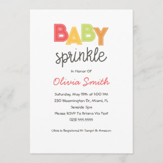 Convite Neutro para Bebês Sprinkle