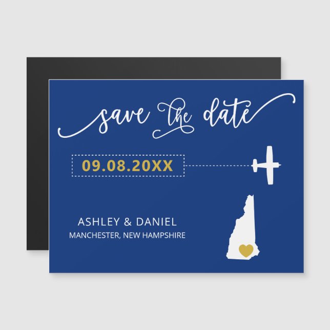 Convite New Hampshire Wedding Save the Date Card, Map (Frente/Verso)