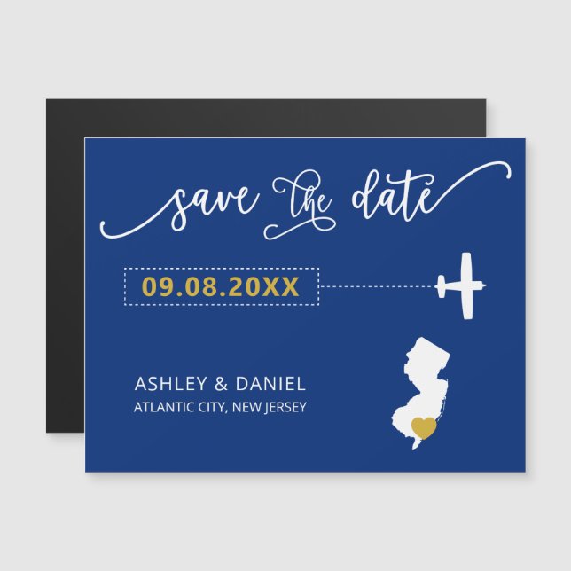 Convite New Jersey Wedding Save the Date Card, Mapa (Frente/Verso)