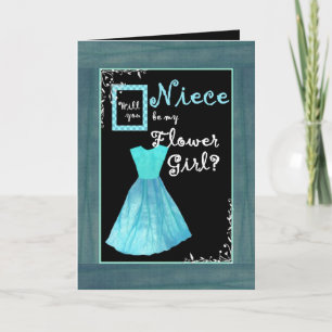 Convite NIECE Flower Girl Invitation TURQUOISE BLUE Vestid