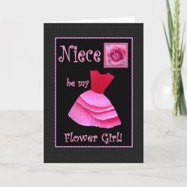 Convite Niece, Você Será Minha Flor? Vestido Rosa