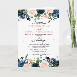 Convite Noiva Azul Rosa Boho Tudo em um Casamento