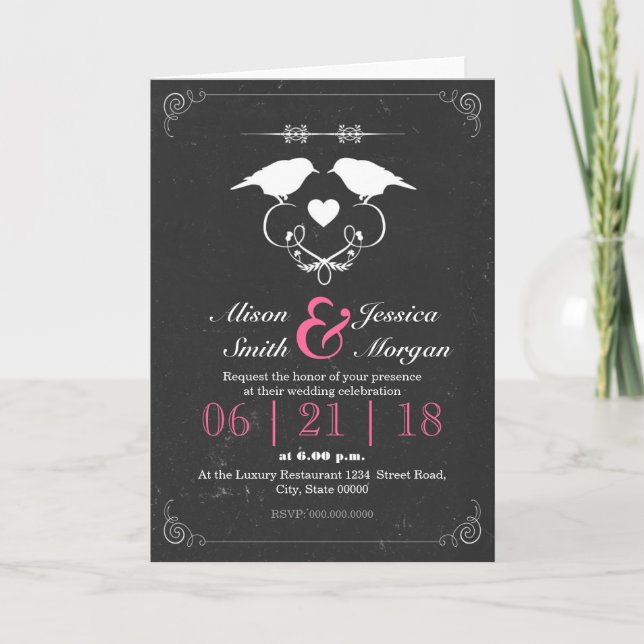 Convite Noiva e Noiva - Casamento lésbico (Frente)