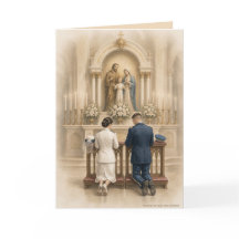 Noiva e Noivo Militares Ajoelhados no Altar Casame