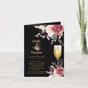 Convite noivado de casamento elegante do champagane floral