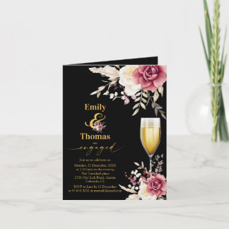 Convite noivado de casamento elegante do champagane floral