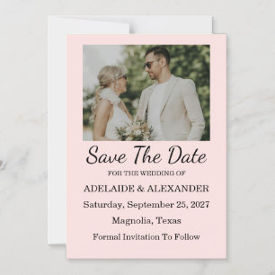 Convite Noivado Rosa Moderno Save The Date