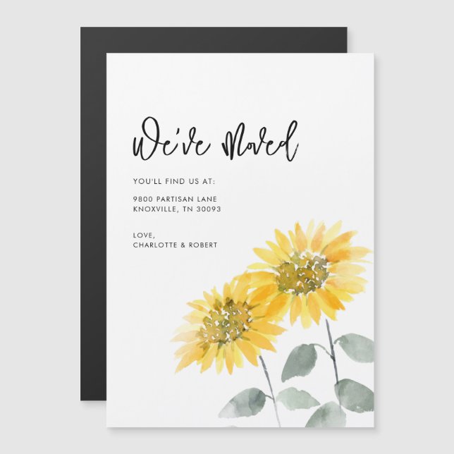 Convite Nós Mudamos O Anúncio De Movimentação De Girassol (Frente/Verso)