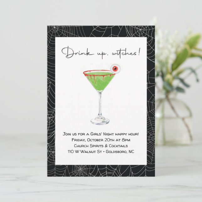 Convite Noturno das Meninas de Halloween (Em pé/Frente)
