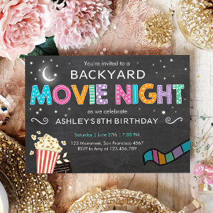 Convite Noturno De Filme Para O Aniversário Sob As