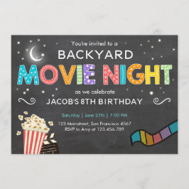 Convite Noturno De Filme Para O Aniversário Sob As