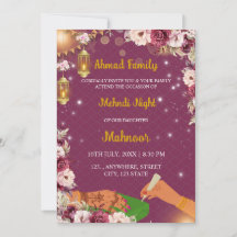 Convite Noturno Muçulmano Mehndi, Convite Henna