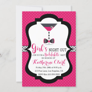 Convite Noturno Para Meninas Martini Bachelorette