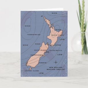 Convite novo mapa meteorológico de zealand Vintage