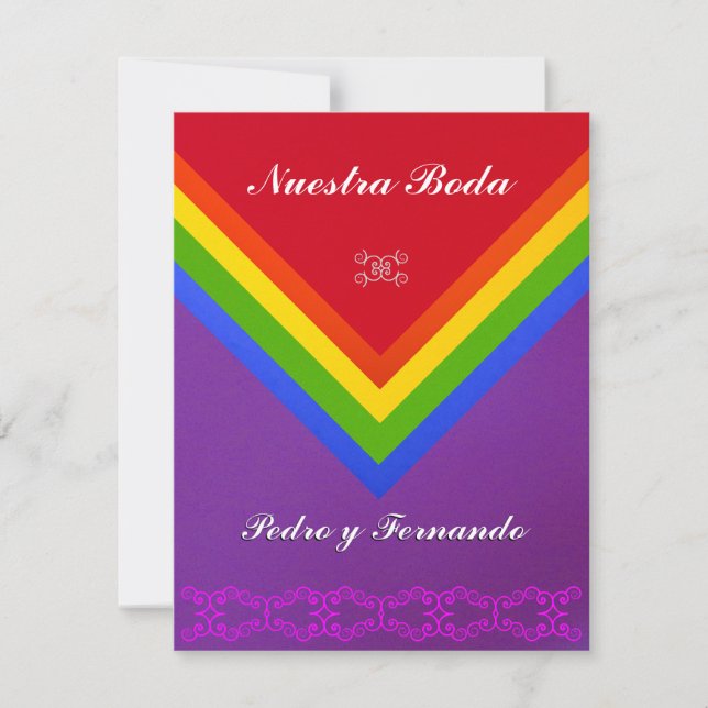 Convite - Nuestra Boda - Bandera del arcoiris (Frente)