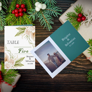 Convite Número da Tabela de Casamento Pampas Dobrada