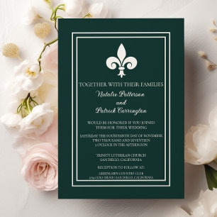 Convite Nupcial Emerald Green Fleur de Lis