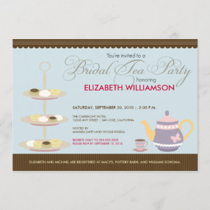 Convite nupcial encantador do tea party (azul)