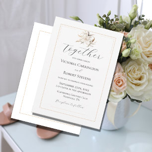 Convite Nupcial Moderno Neutral Floral Elegante