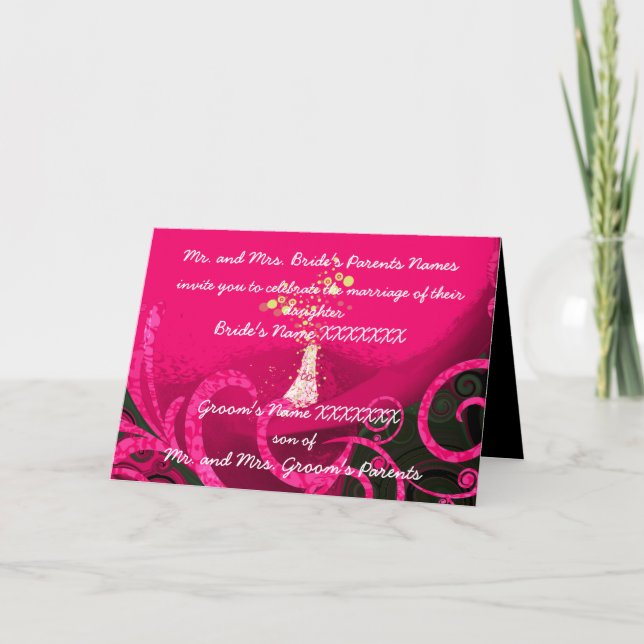 Convite Nupcial Rasberry Calla Lilly (Frente)