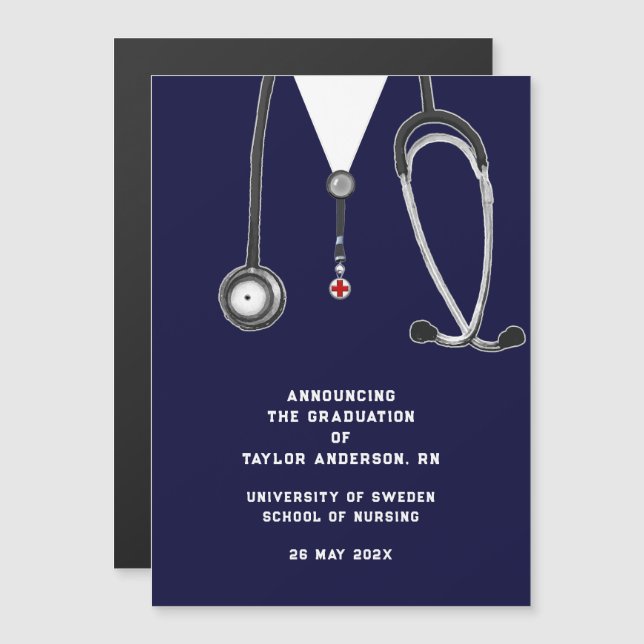 Convite Nurse Graduation Announcement (Frente/Verso)