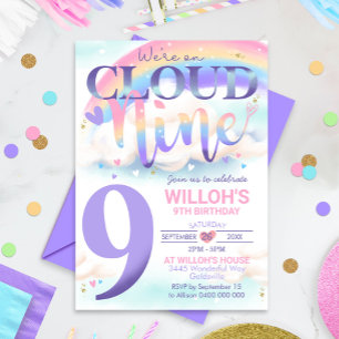 Convite Nuvem do Arco-íris Watercolor