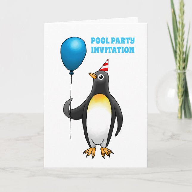 Convite O pinguim está pronto para a festa (Frente)