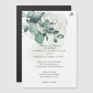 Convite O verde-aquarela deixa casamento de buquês botân