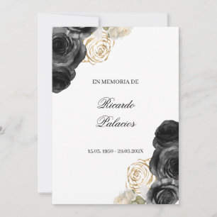 convite obituário rosa preta em espanhol 