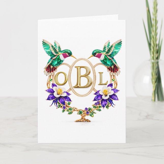 Convite OBL Hummingbird Any Letters Custom Folded Wedding (Frente)