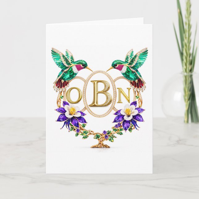 Convite OBN Hummingbird Any Letters Custom Folded Wedding (Frente)