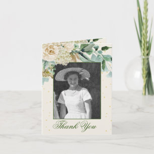 Convite Obrigado Foto Funeral Foto Elegante Folhagem De Ro