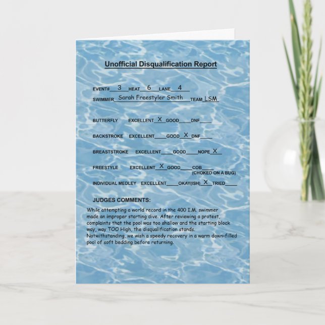 Convite Obtenha uma boa placa em breve para os nadadores - (Frente)