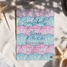 Convite Ocean Seashells e Sininhos de Casamento