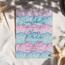 Convite Ocean Seashells e Sininhos de Casamento