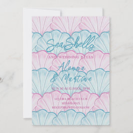Convite Ocean Seashells e Sininhos de Casamento