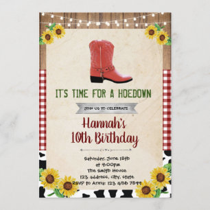 Convite ocidental do país rústico do Hoedown