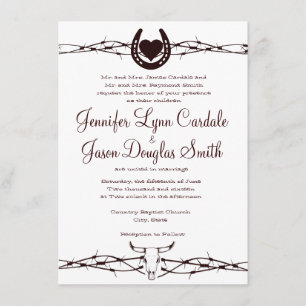 Convite ocidental em ferradura do casamento do
