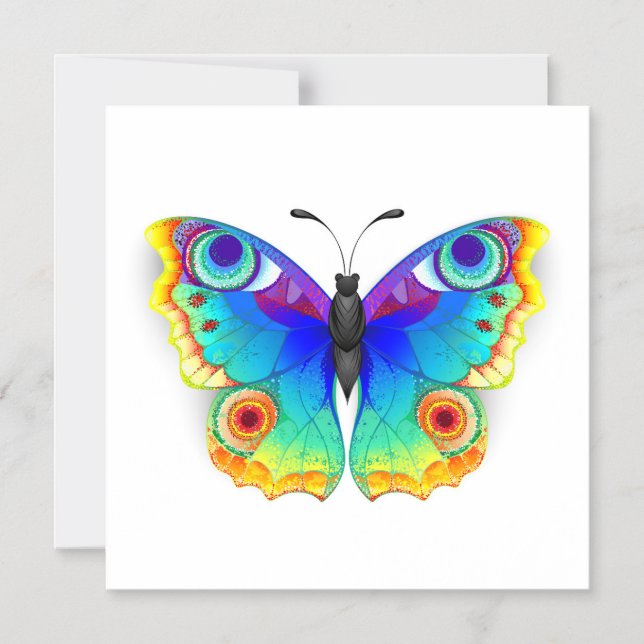 Convite Olho Peacock da Borboleta Arco-Íris (Frente)