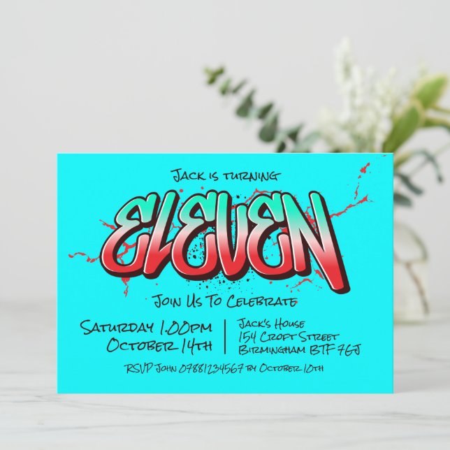 Convite Onze Grafite Brilhante (Em pé/Frente)