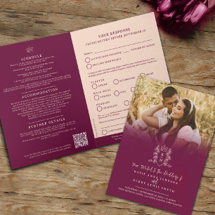 Convite Opção de refeição de casamento da coroa vermelha e