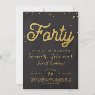 Convite oral aniversário de 40 anos Dourado