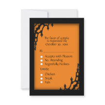 Convite Orange Gothic RSVP com Escolha de Menu