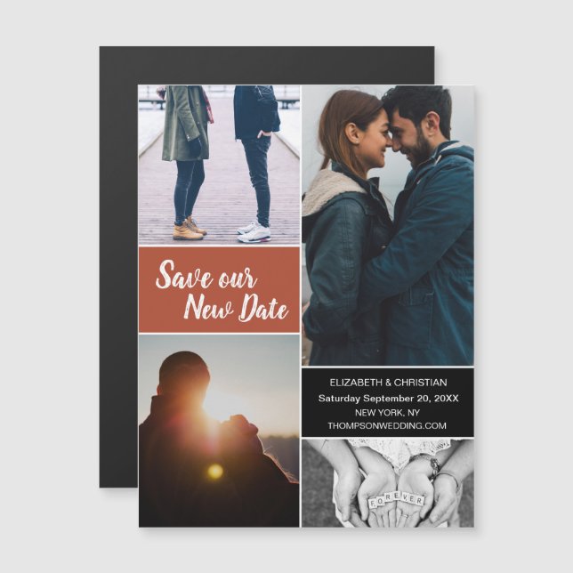 Convite Orange Salve nossa Nova Data Foto Altere a Data (Frente/Verso)