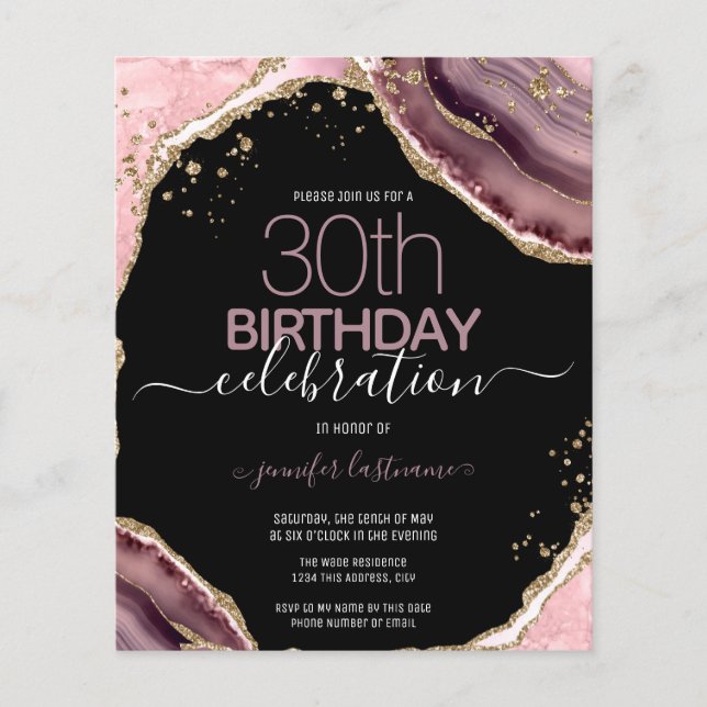 Convite Orçamental de Agato Púrpura a aniversário  (Frente)