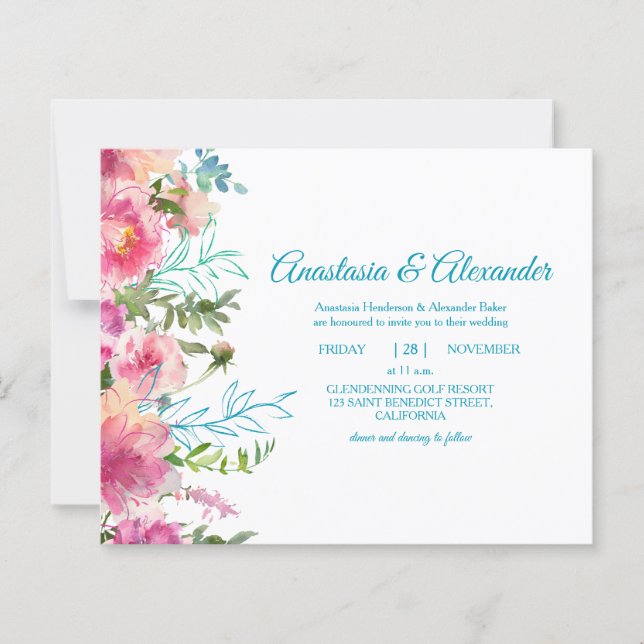 Convite orçamental para cerimônia de casamento. (Frente)