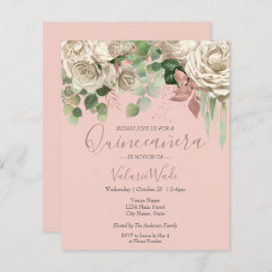 Convite Orçamental para Quinceanera, Cor-de-Rosa E